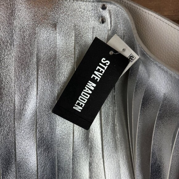 Steve Madden Silver Fringe Tote Bag - Picture 3 of 14